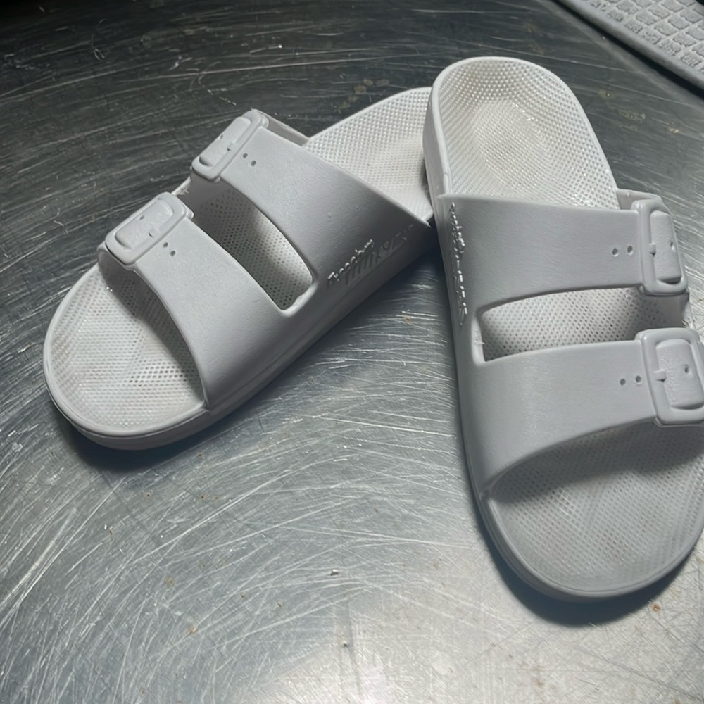 White Moses "Birken style" sandals.